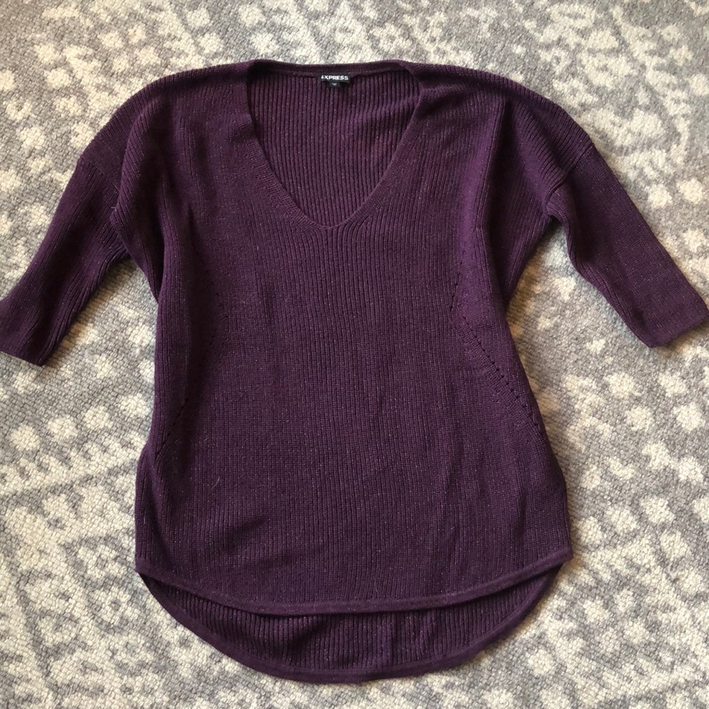 Express Women's V-Neck Sweater Plum